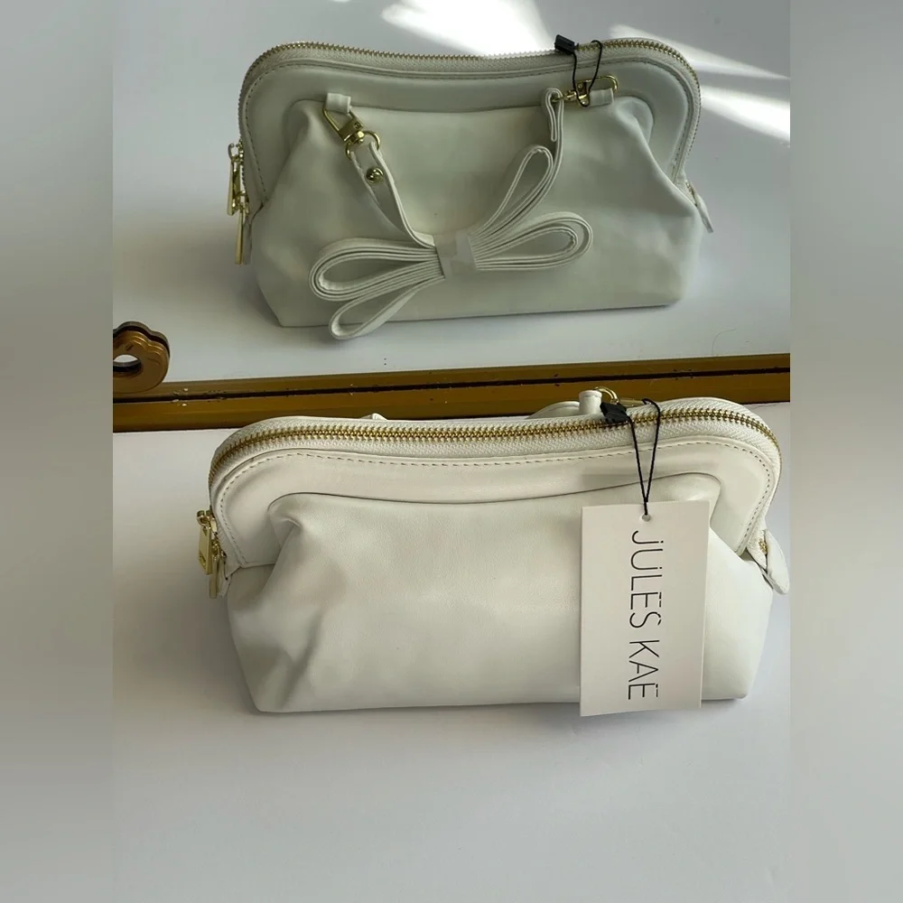 NWT Jules Kae White Vegan Leather Crossbody Clutch